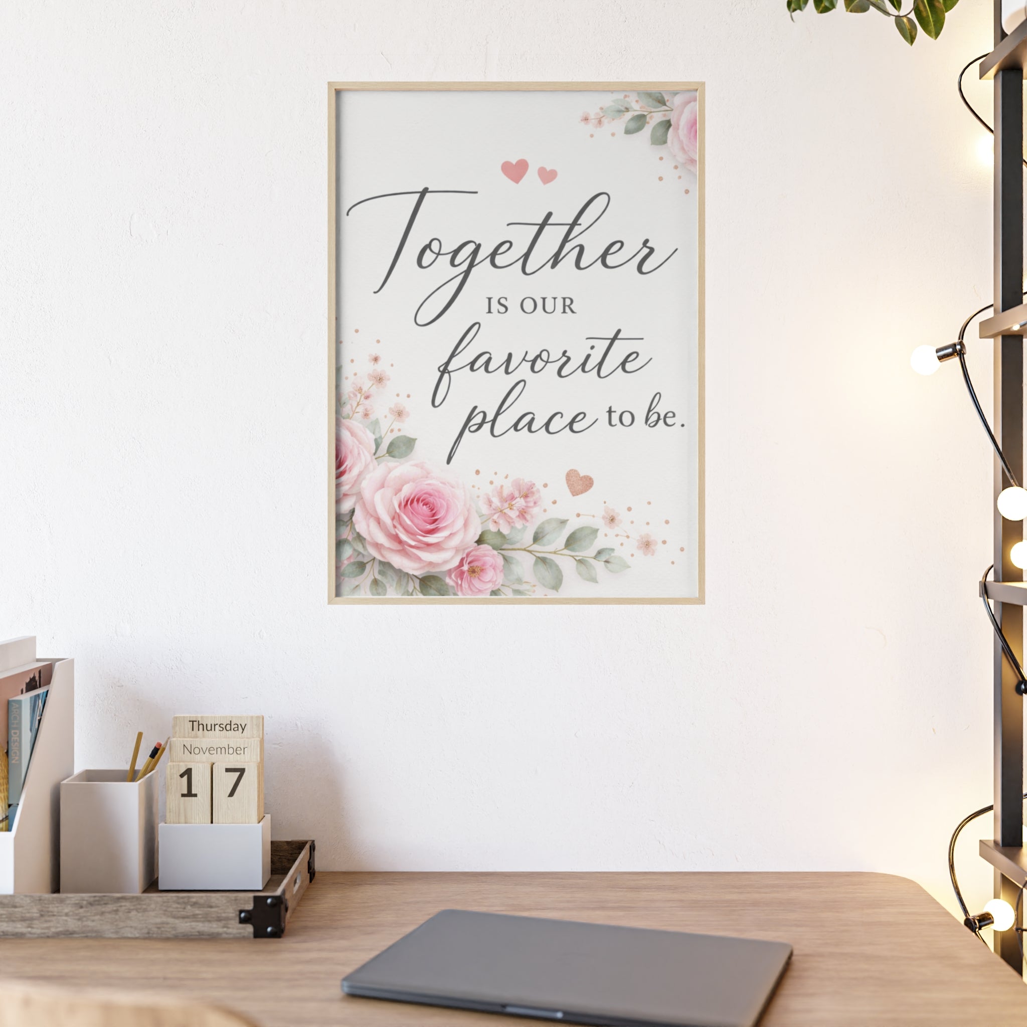 Together Is Our Favorite Place To Be Framed Floral Wall Art
