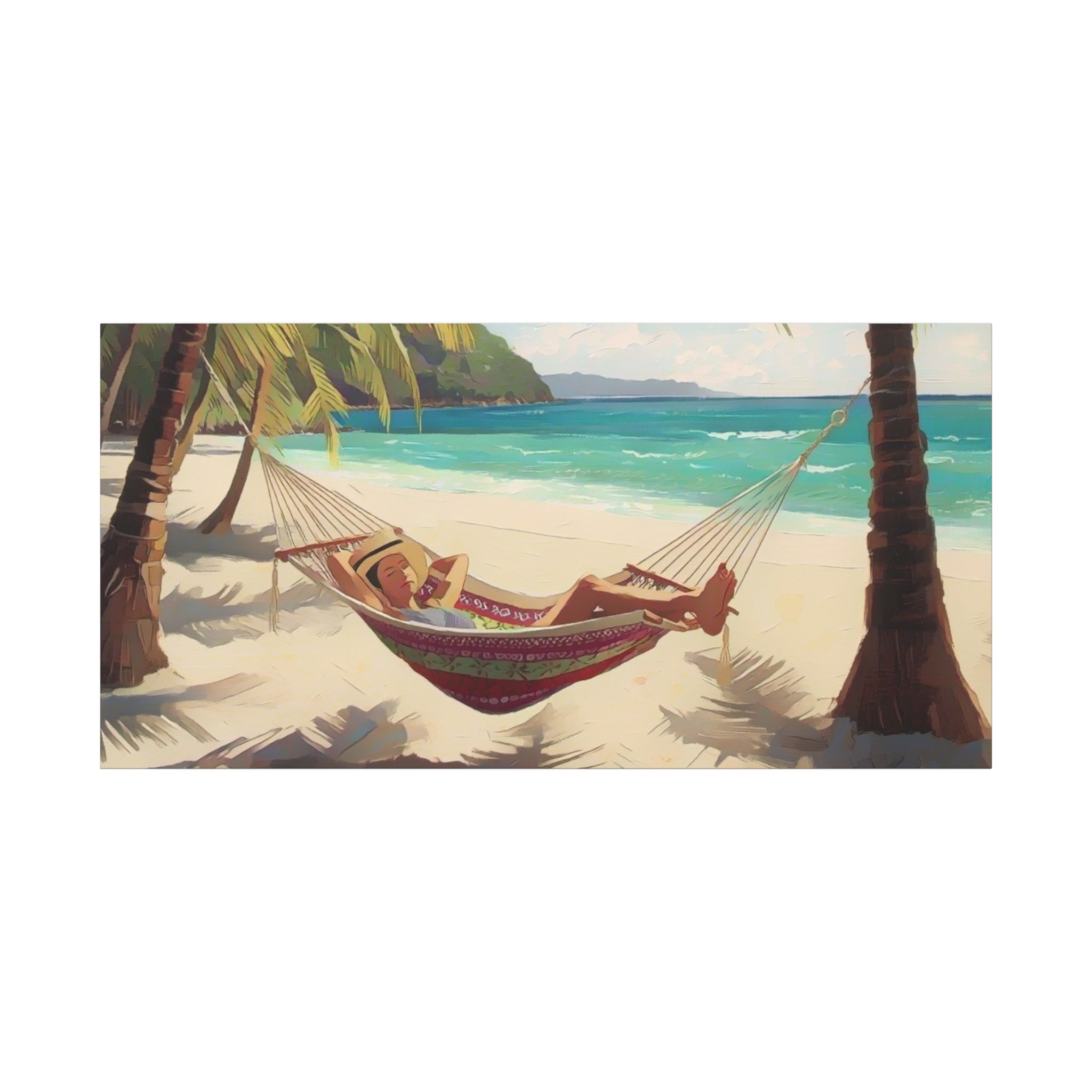 Tropical Beach Hammock Canvas Wall Art