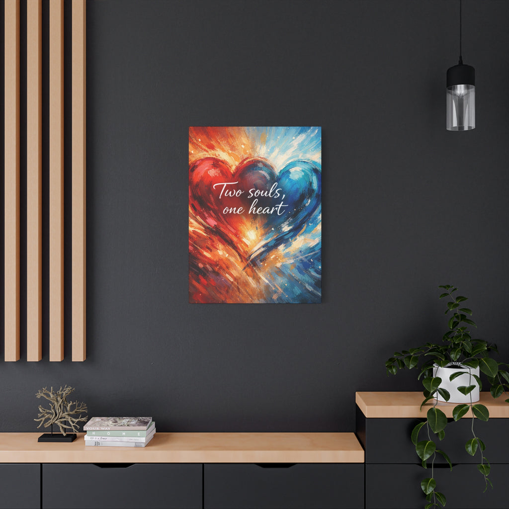 Two Souls One Heart Intertwined Heart Matte Canvas
