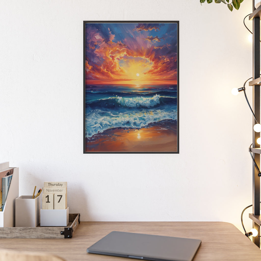 Sunset Ocean Vibrant Seascape Framed Poster