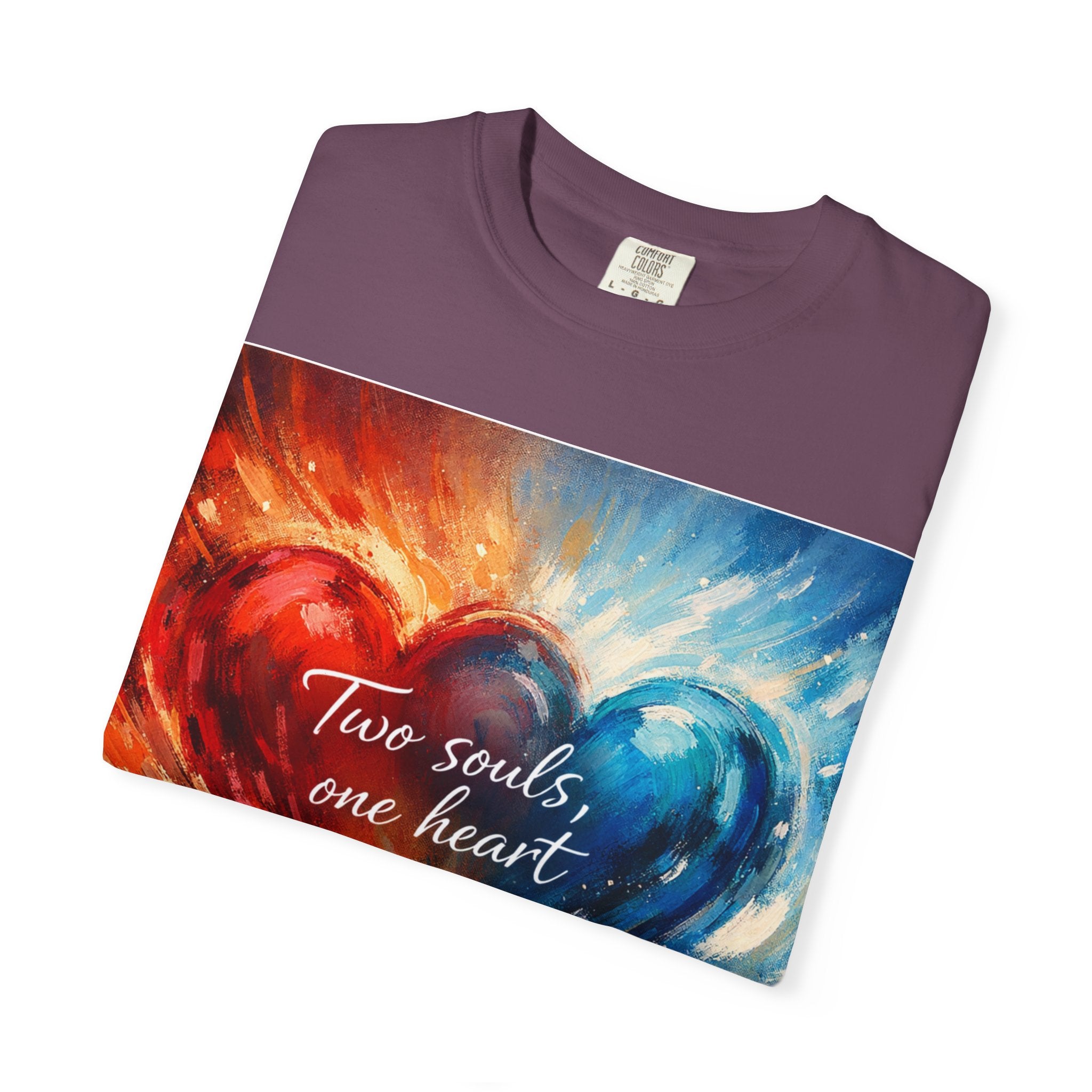 Two Souls One Heart Fiery and Ocean Heart Art T-Shirt