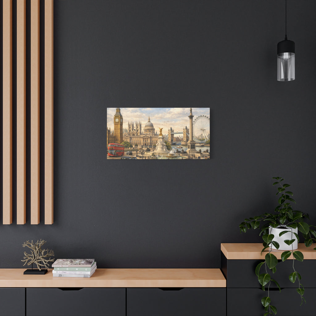 London Cityscape Matte Canvas Print Wall Art