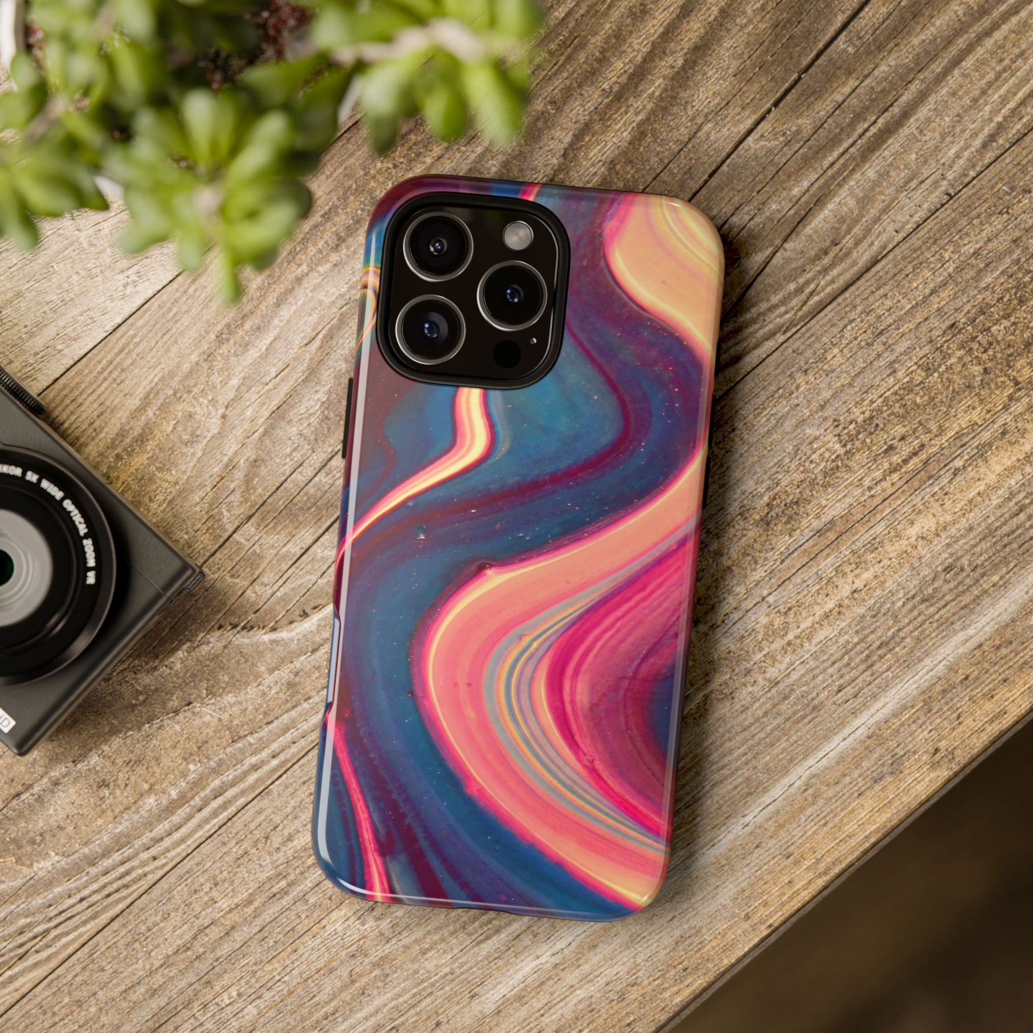 Colorful Wavy Marble Swirl Protective Phone Case