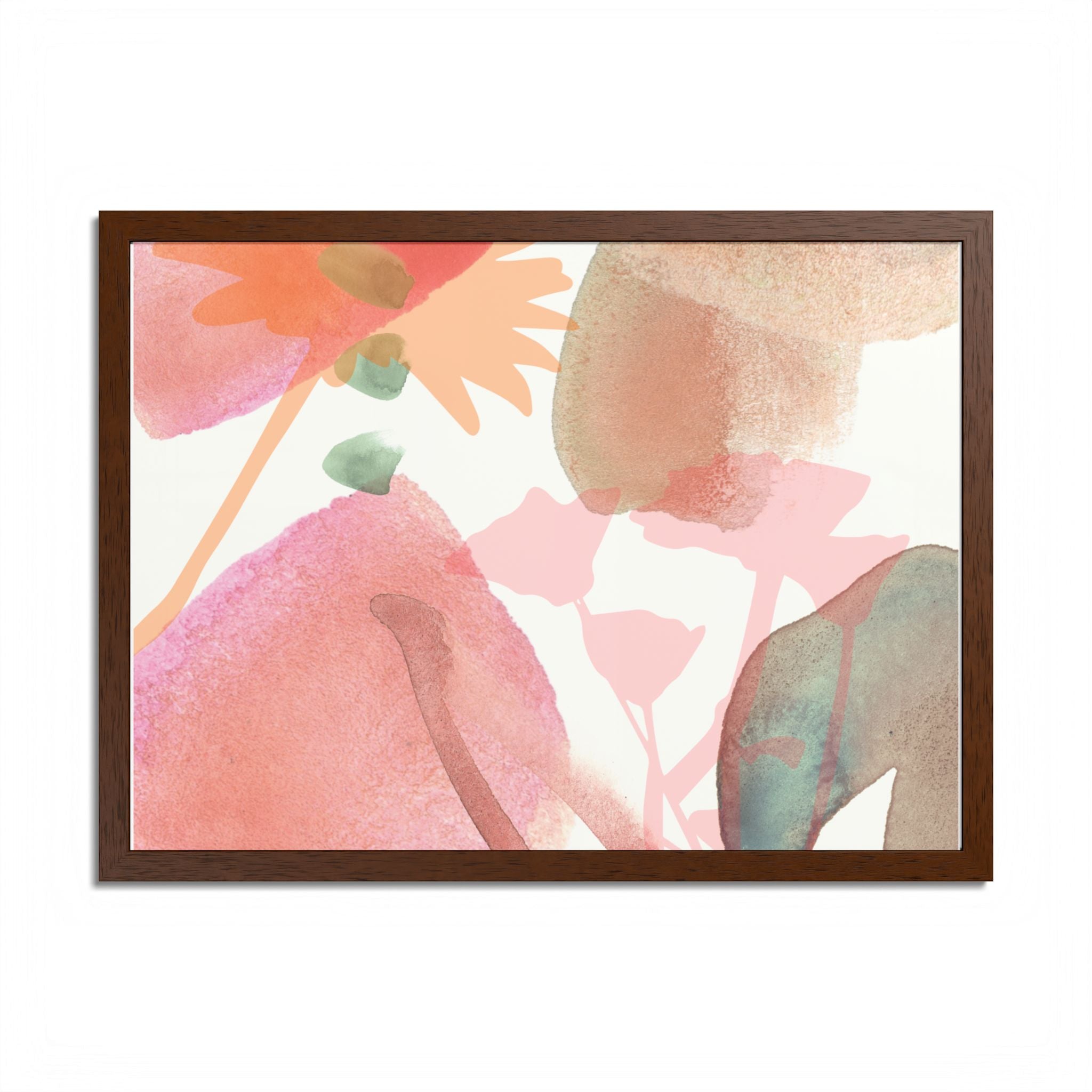 Multi-Color Abstract & Floral Design Framed Poster
