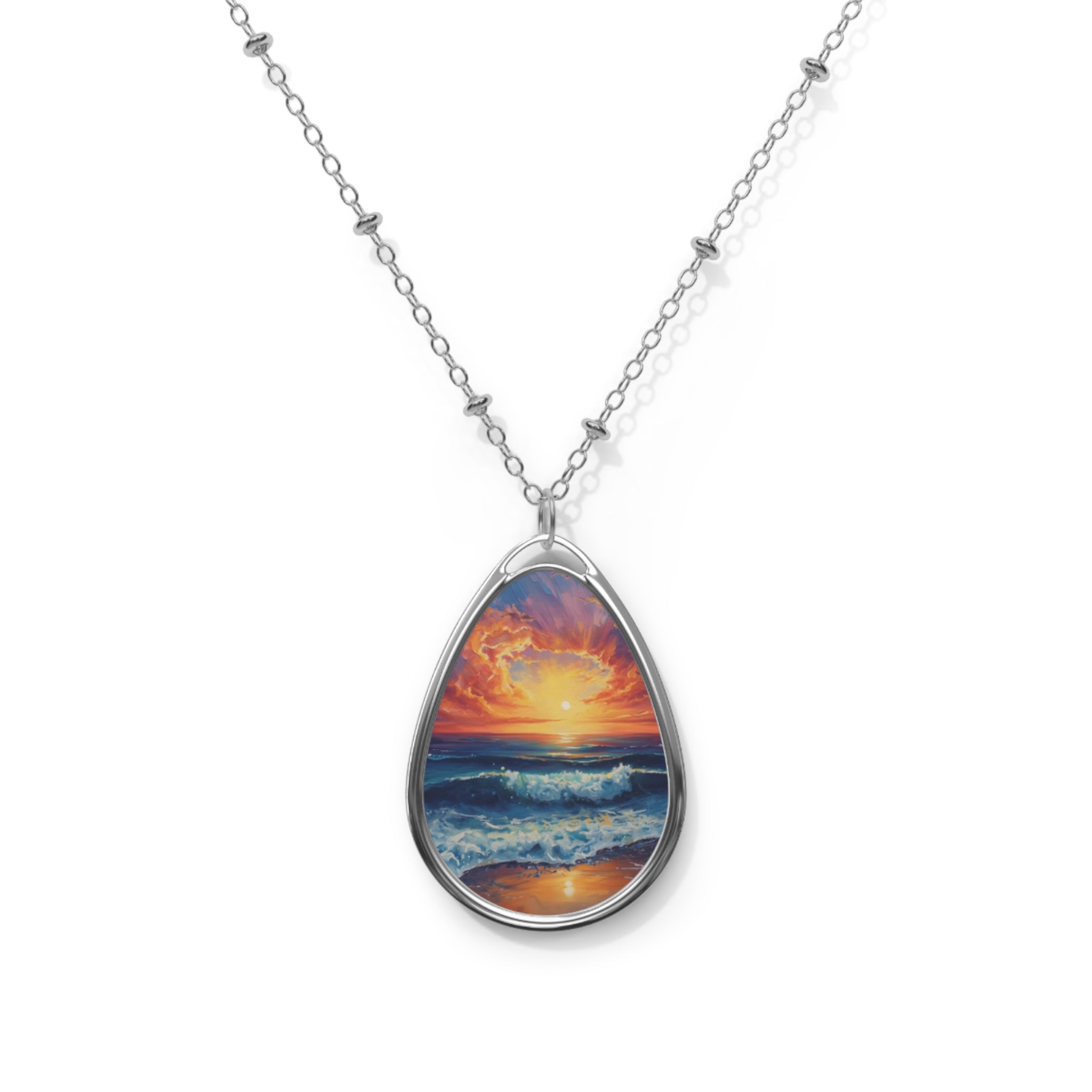 Beach Sunset Oval Necklace