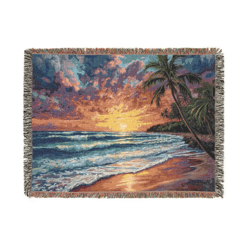Beach Sunset Woven Blanket