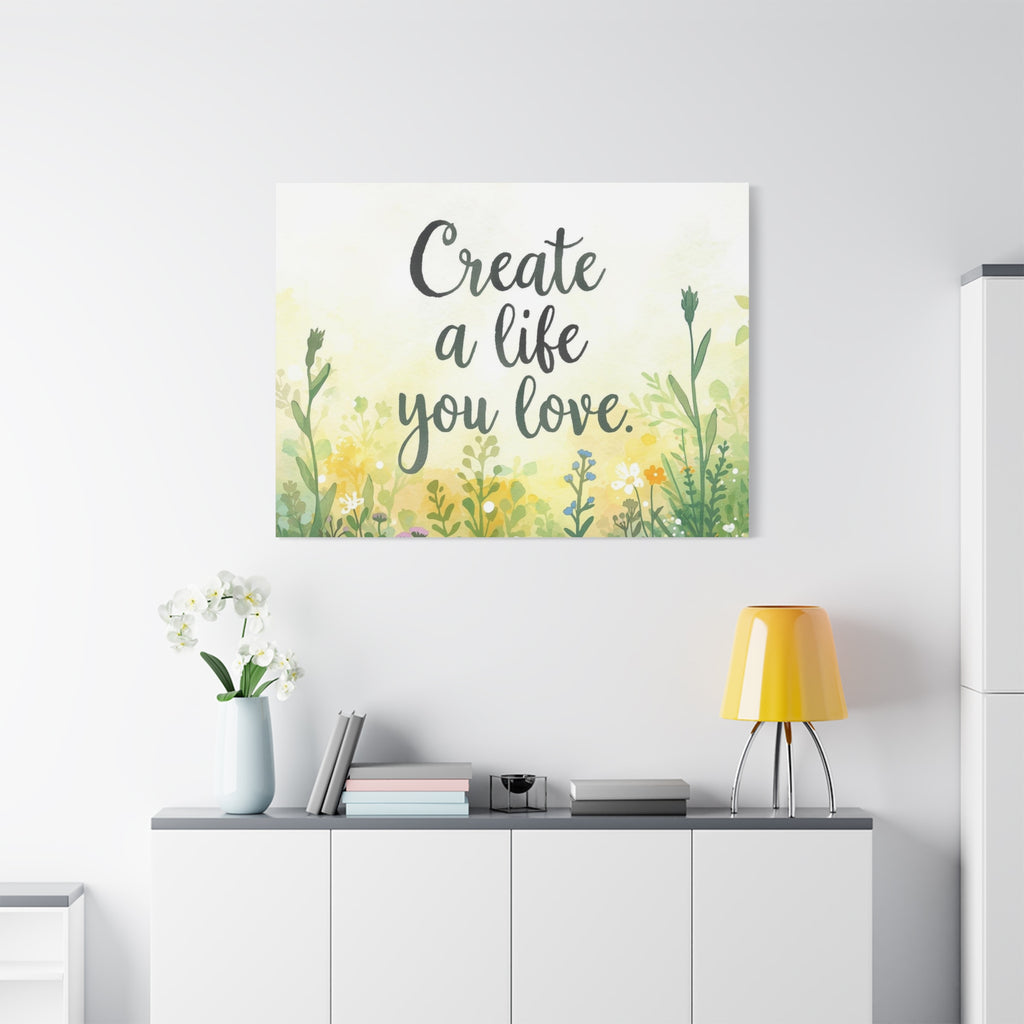Create a Life You Love Inspirational Floral Matte Canvas Wall Art