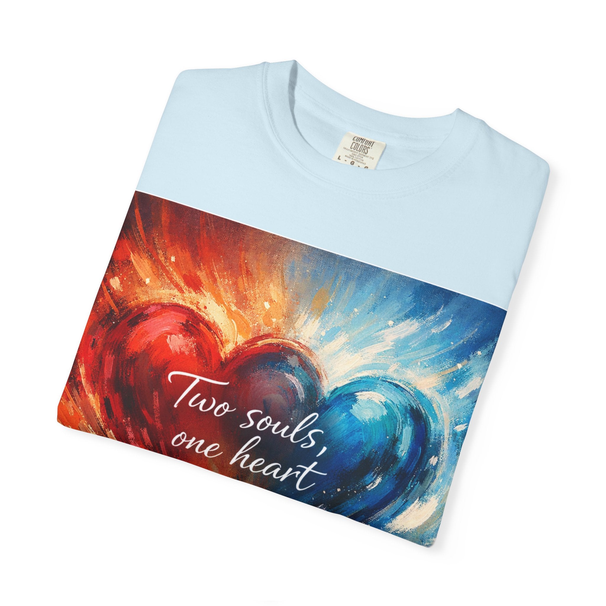 Two Souls One Heart Fiery and Ocean Heart Art T-Shirt