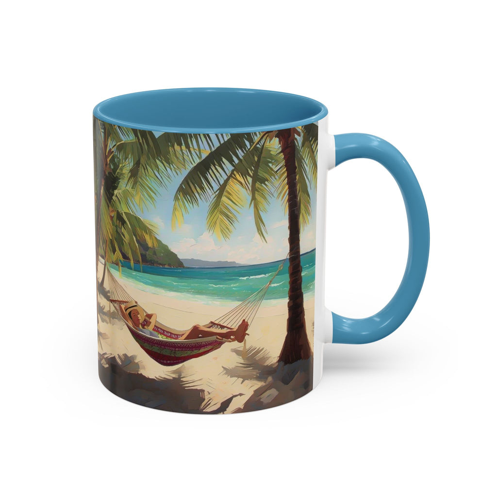 Tropical Beach Palm Trees & Hammock Coffee Mug