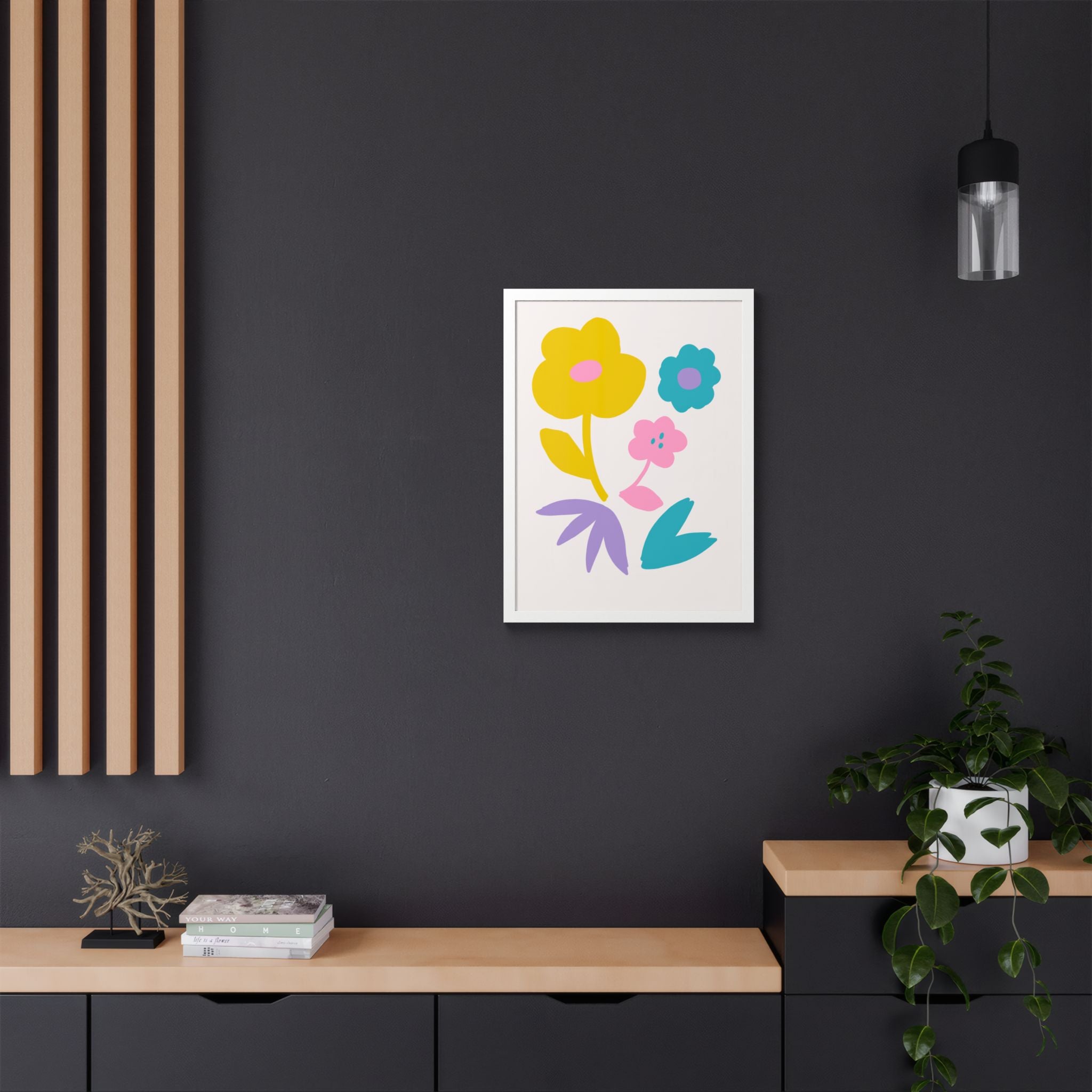 Multi-Color Floral Framed Poster