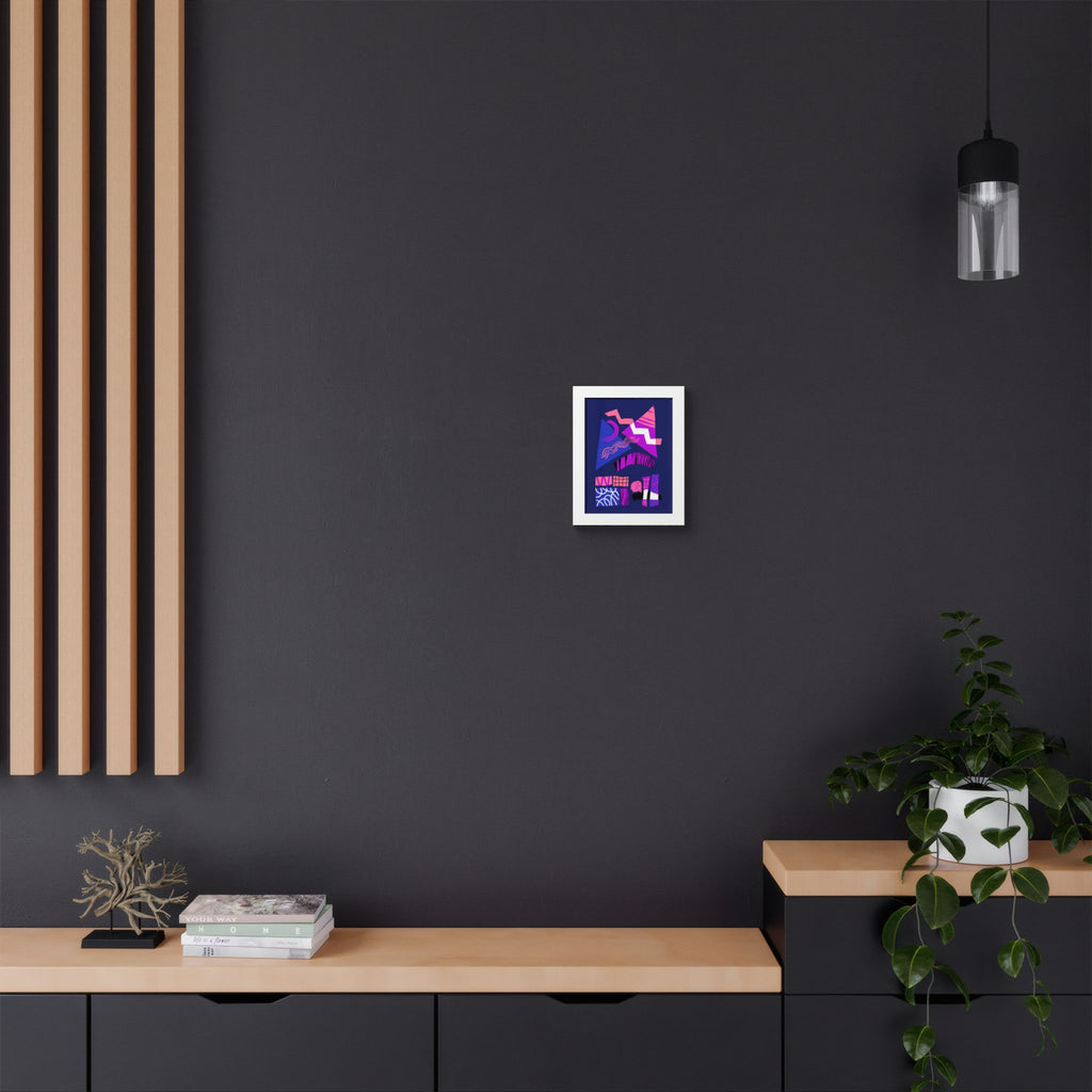 Abstract Geometric Framed Poster — Pink & Purple Modern Wall Art