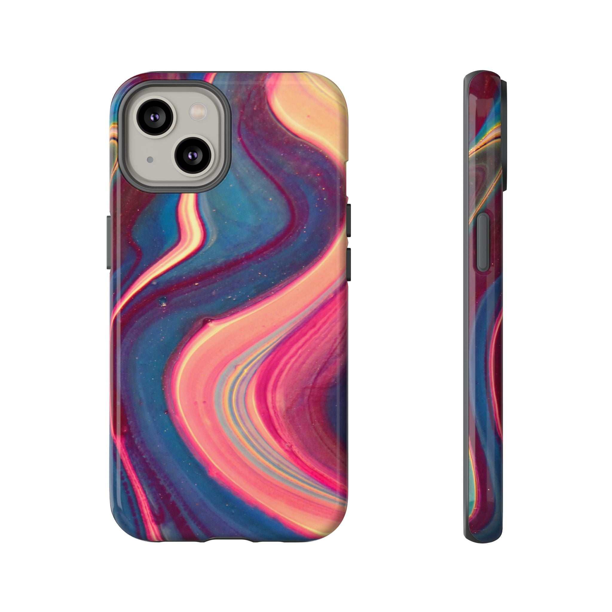 Colorful Wavy Marble Swirl Protective Phone Case