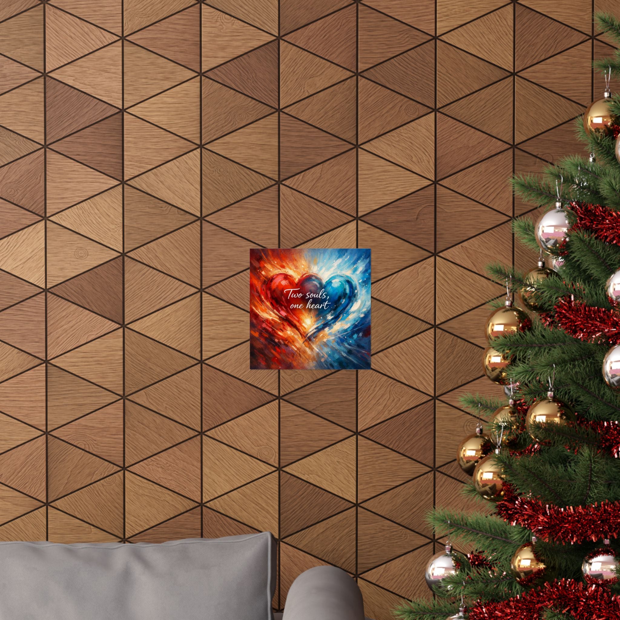 Two Souls One Heart Abstract Red and Blue Heart Matte Poster