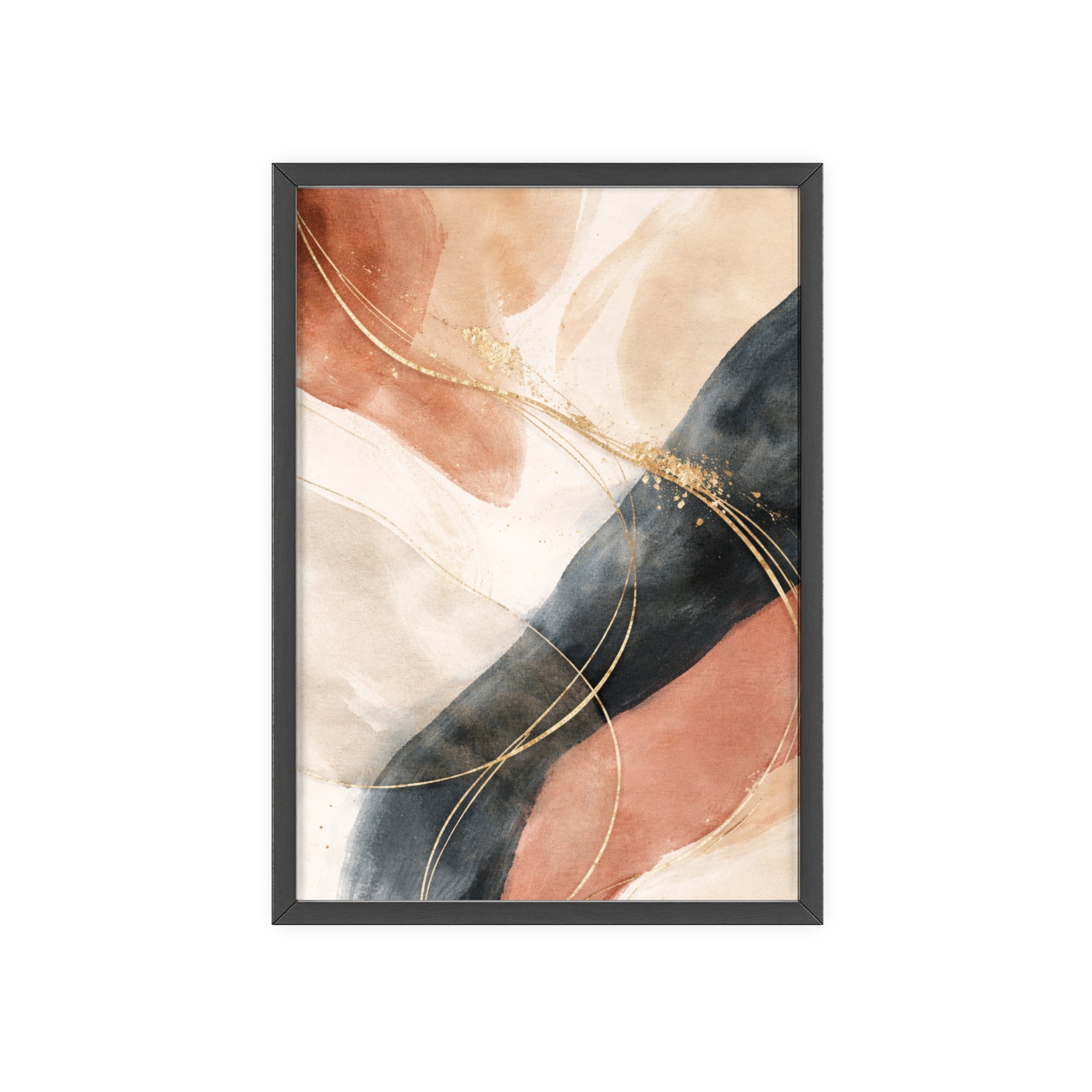 Abstract Gold Arc Framed Poster Modern Watercolor Wall Art