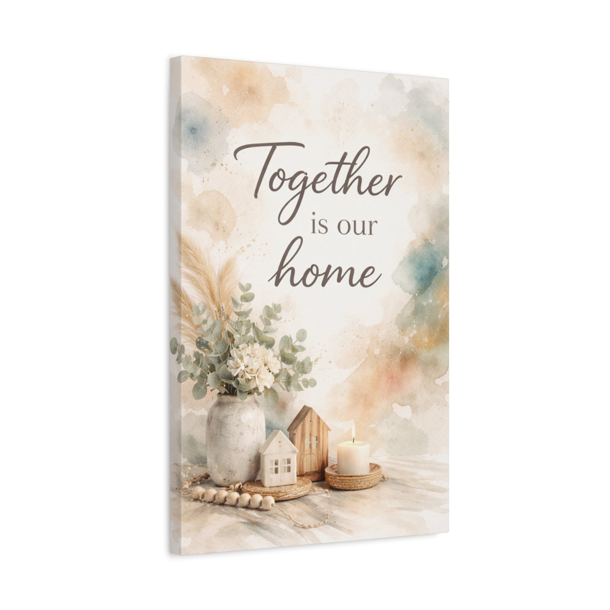 Together Is Our Home Floral Inspirational Decor Canvas Wall Art