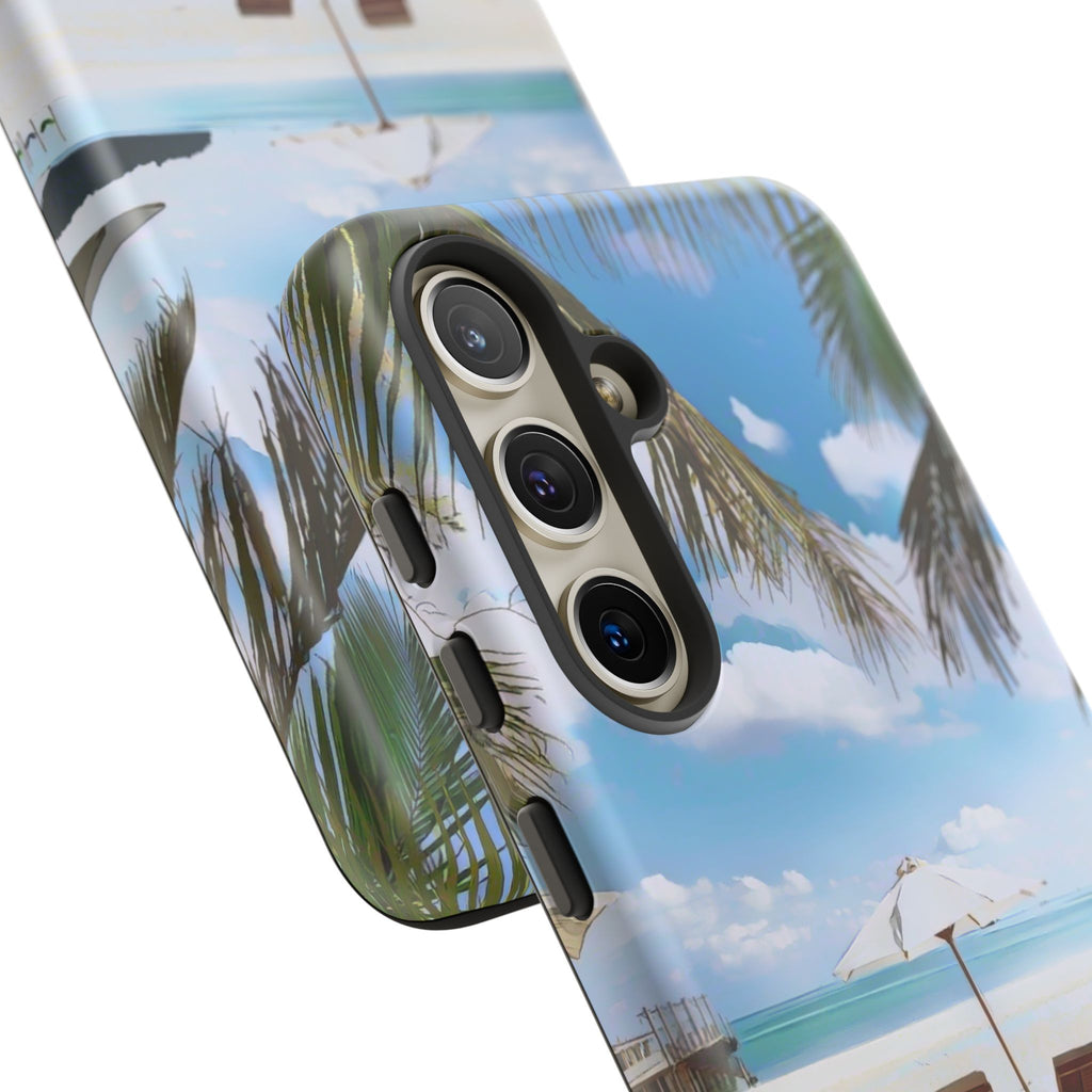 Beach Paradise Tropical Palm Beach Scene Tough Phone Case