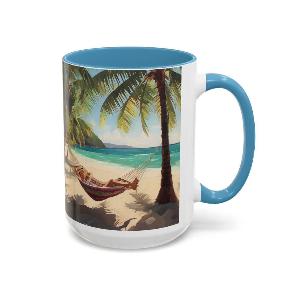 Tropical Beach Palm Trees & Hammock Coffee Mug