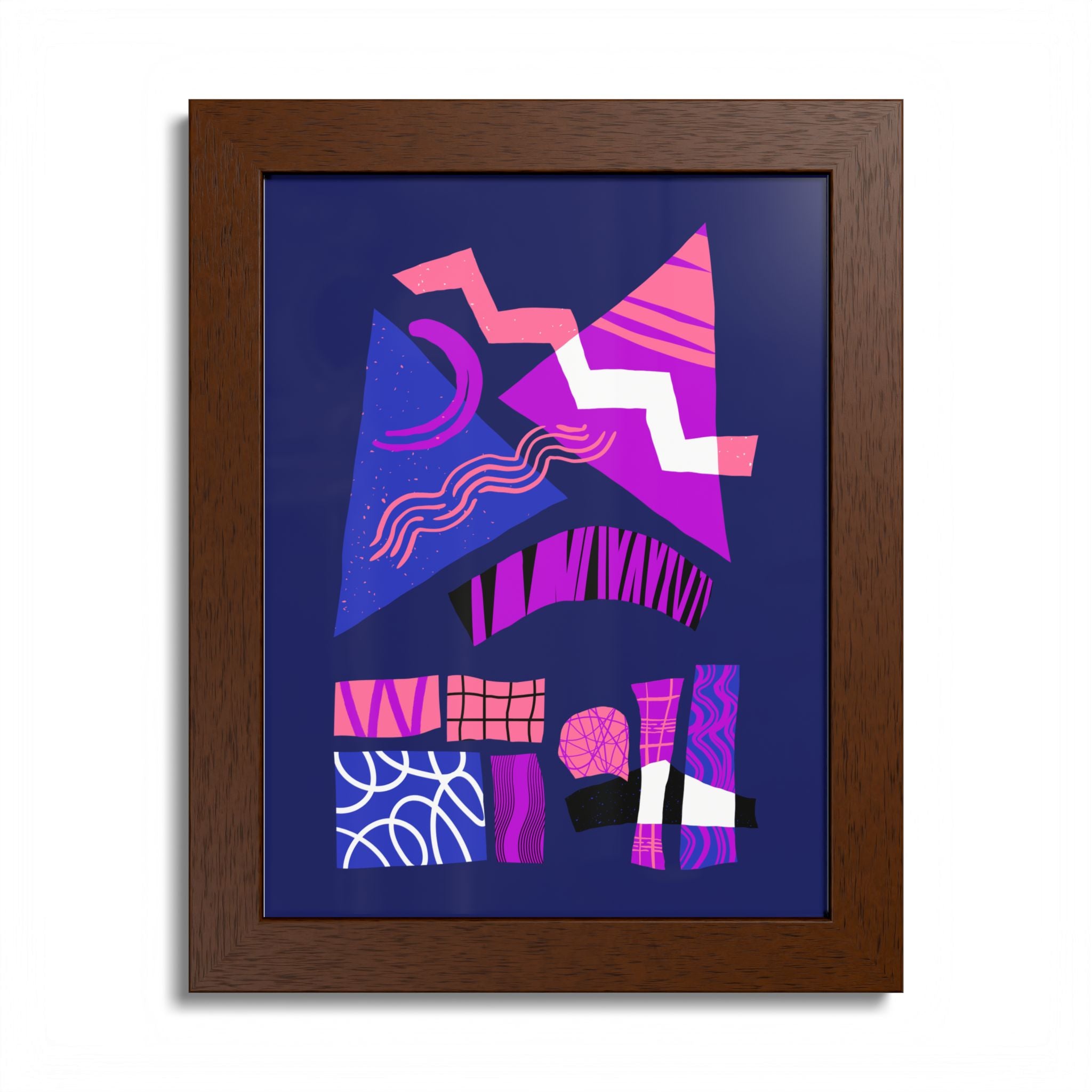 Abstract Geometric Framed Poster — Pink & Purple Modern Wall Art