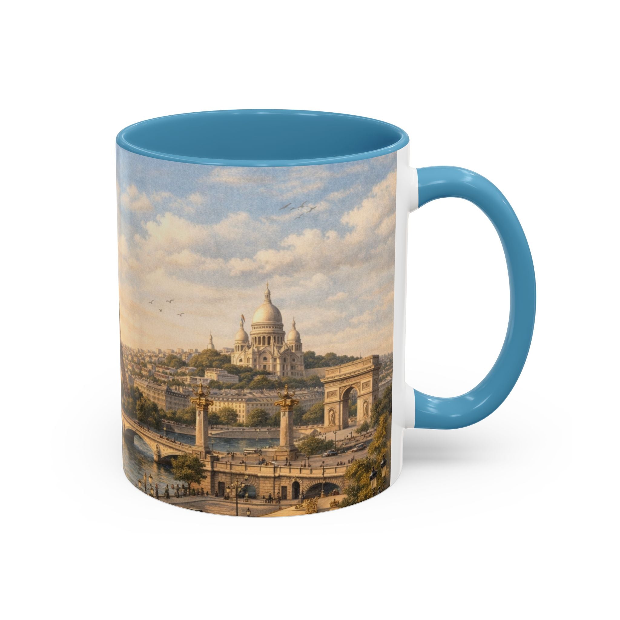 Paris Vintage Skyline Coffee Mug Eiffel Tower and Sacré‑Cœur