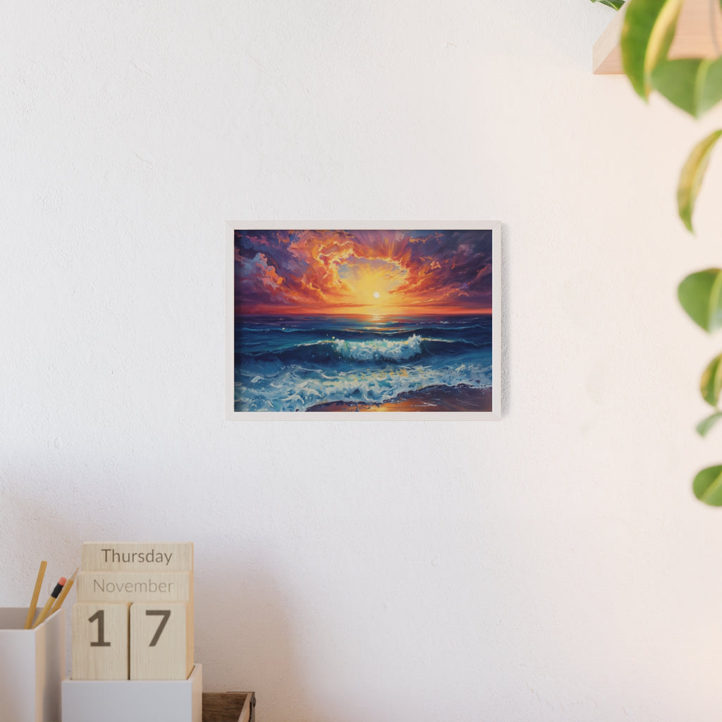 Sunset Ocean Vibrant Seascape Framed Poster