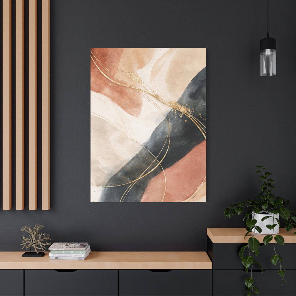 Abstract Blush & Gold Matte Canvas Print