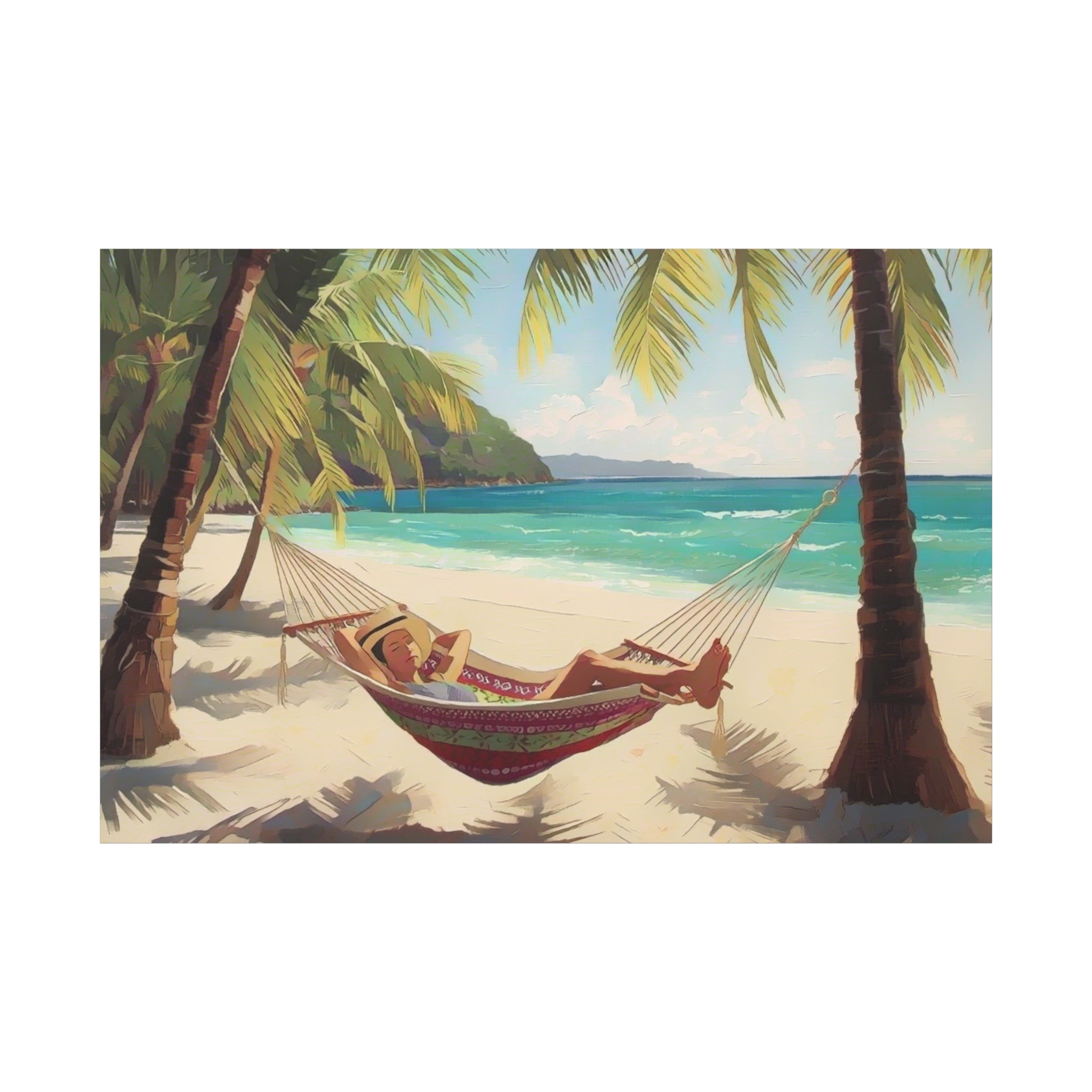 Tropical Beach Hammock Canvas Wall Art