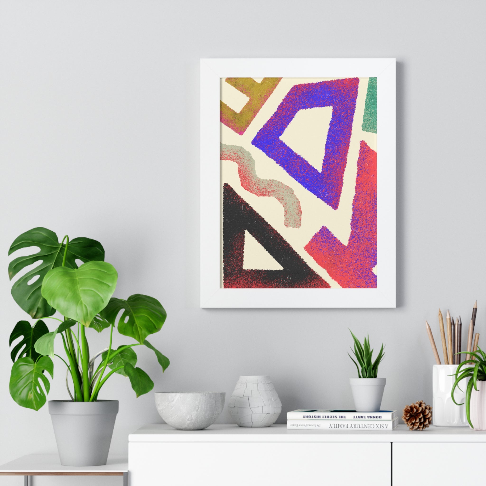 Abstract Colorful Geometric Framed Poster