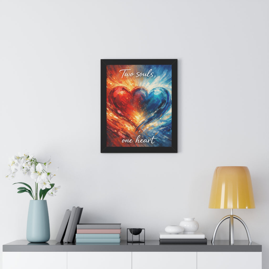 Two Souls One Heart Romantic Framed Poster