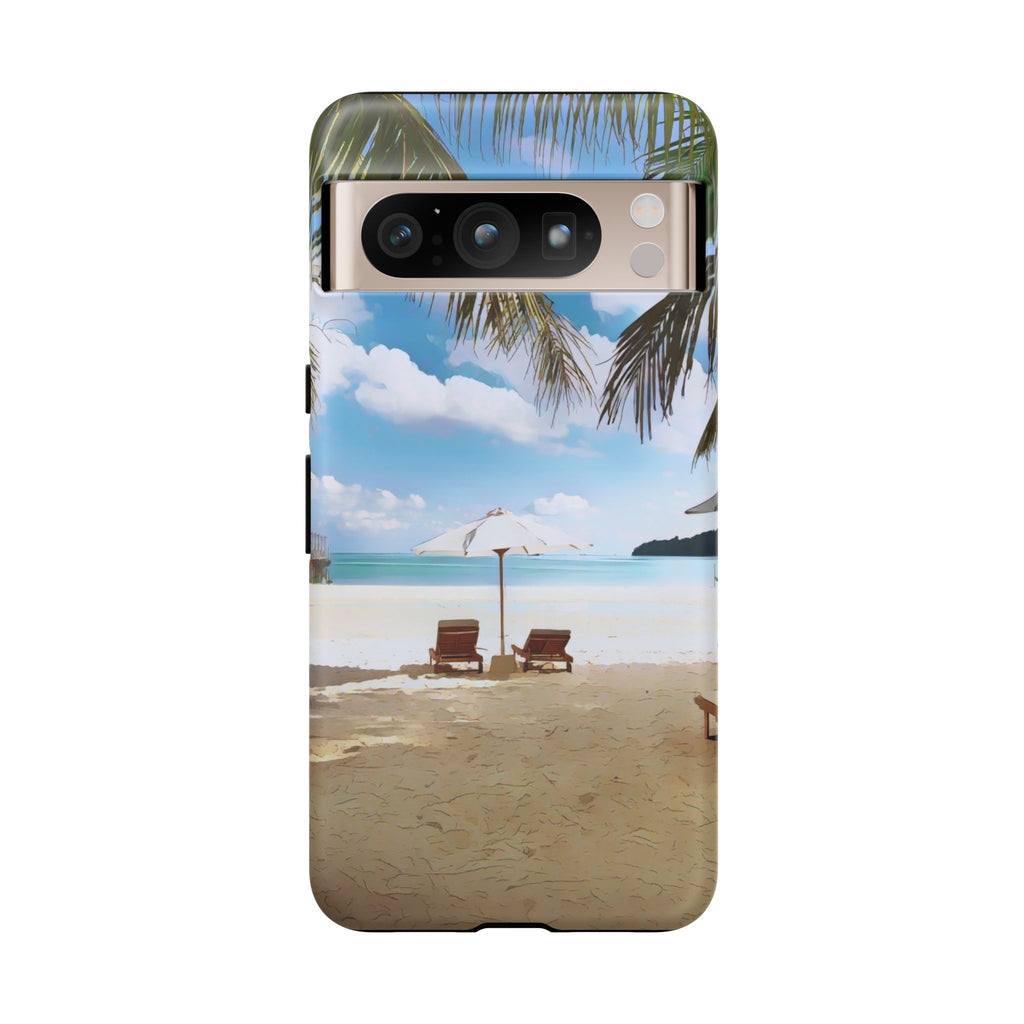Beach Paradise Tropical Palm Beach Scene Tough Phone Case