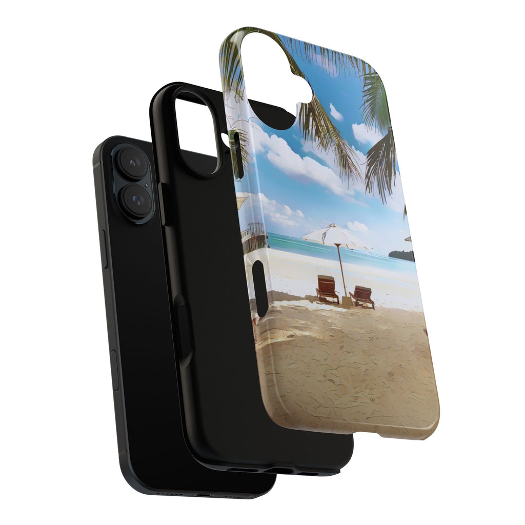 Beach Paradise Tropical Palm Beach Scene Tough Phone Case