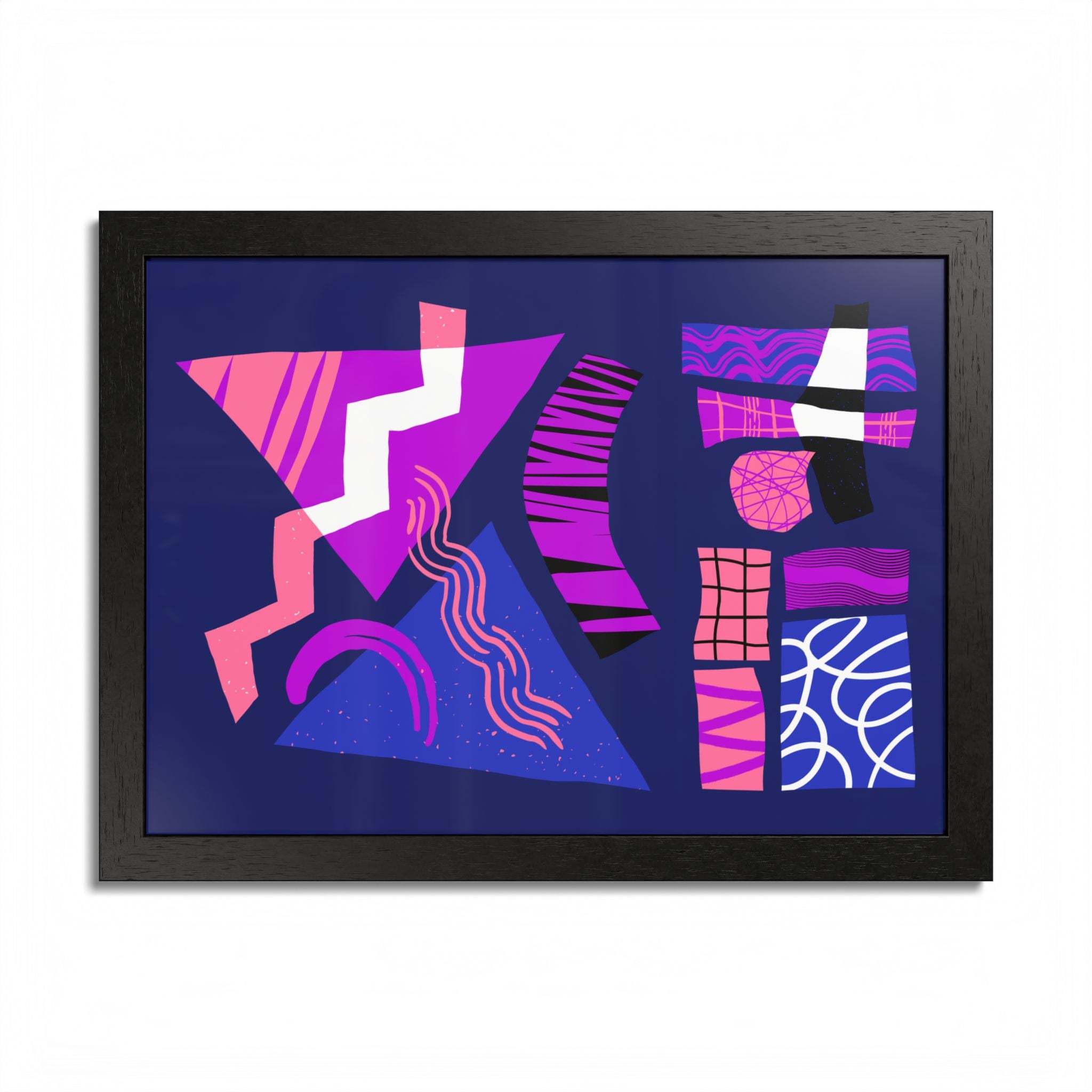 Abstract Geometric Framed Poster — Pink & Purple Modern Wall Art