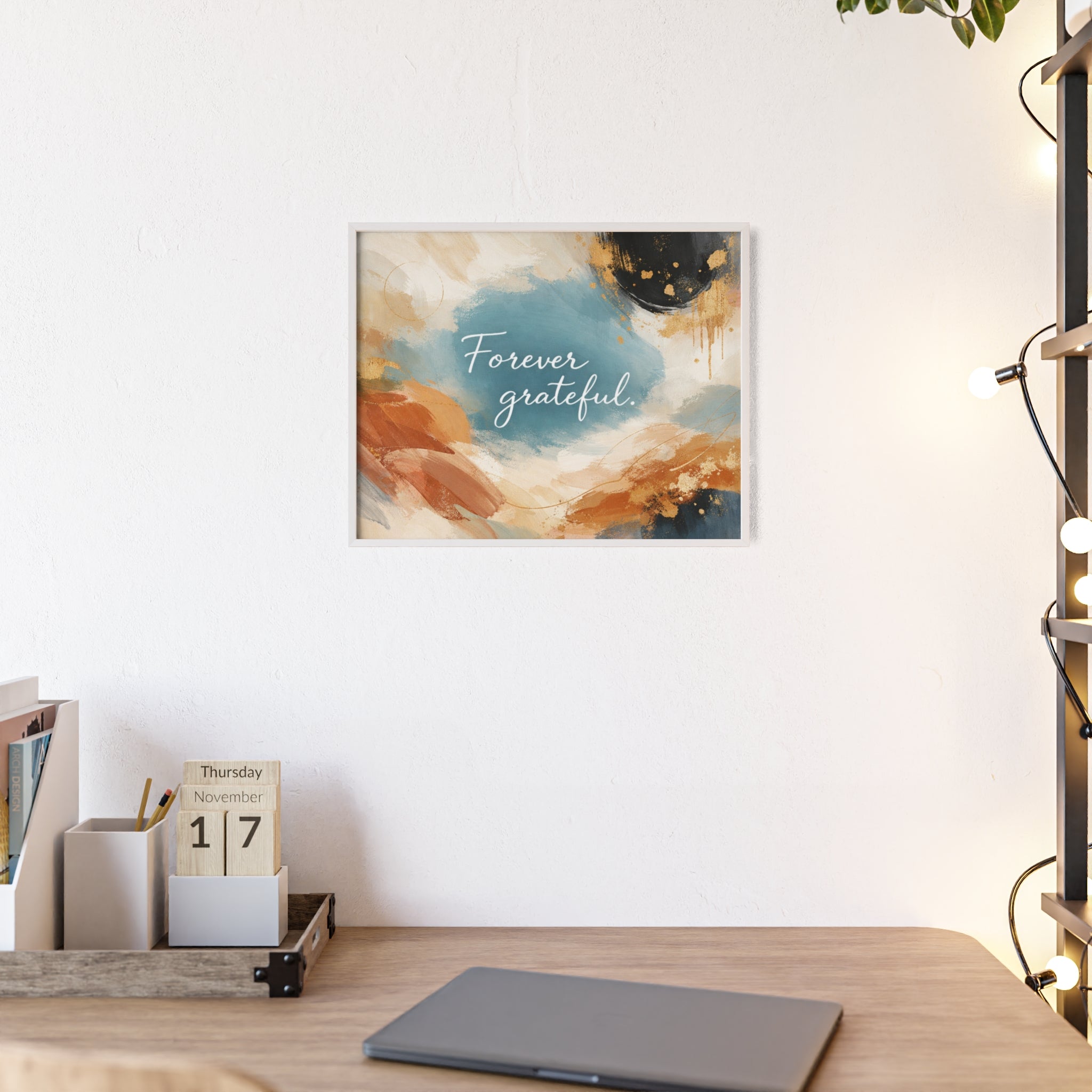 Forever Grateful Framed Poster Abstract Watercolor Wall Art