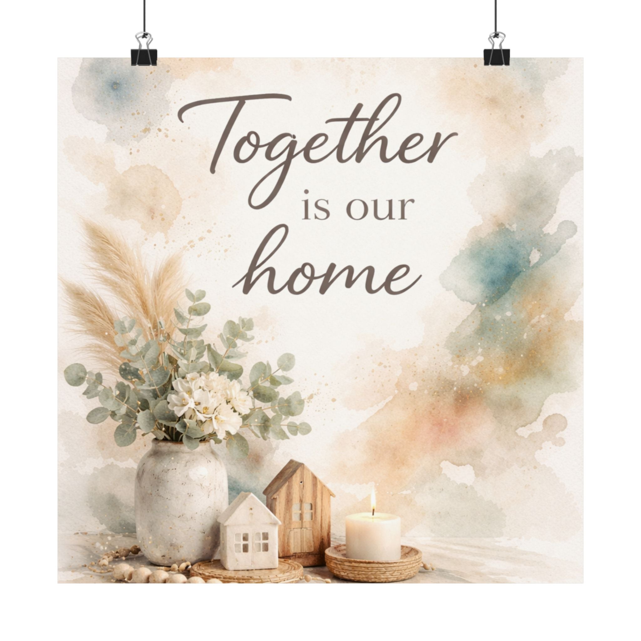 Together Is Our Home Watercolor Matte Poster — Farmhouse Wall Art