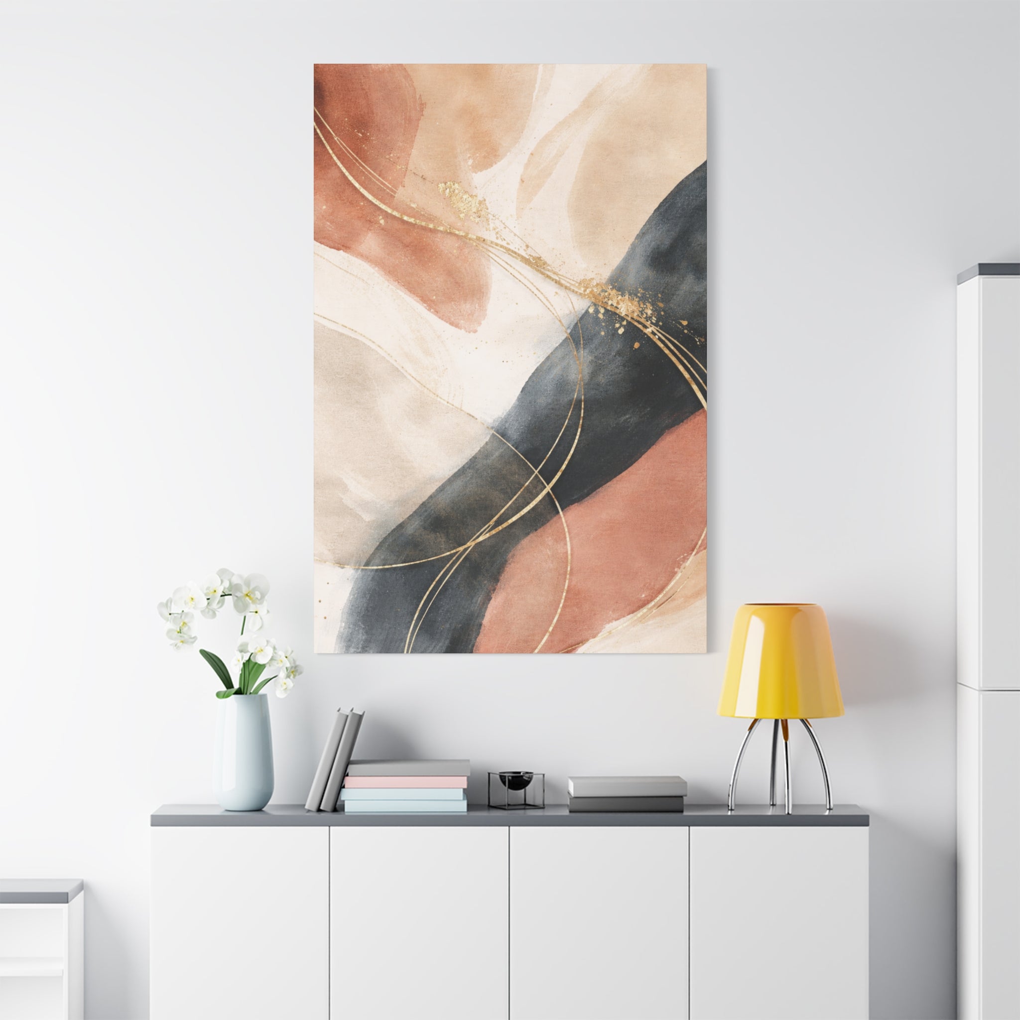 Abstract Blush & Gold Matte Canvas Print