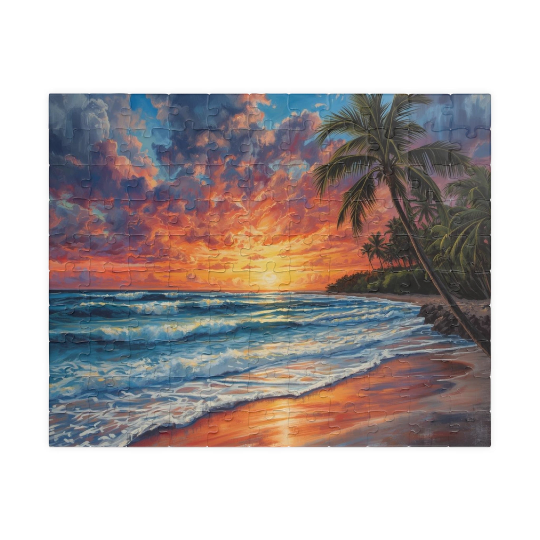 Tropical Sunset Beach Scenic Ocean Jigsaw Puzzle (110/252/520/1014 pcs)