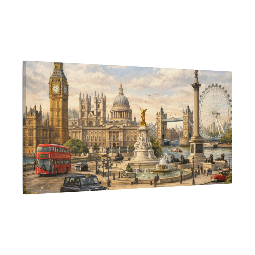London Cityscape Matte Canvas Print Wall Art