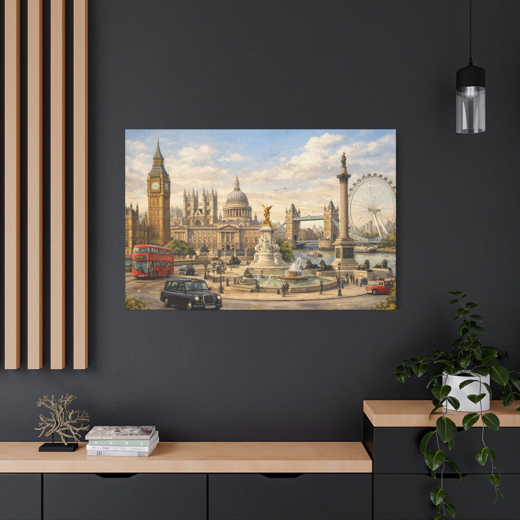 London Cityscape Matte Canvas Print Wall Art