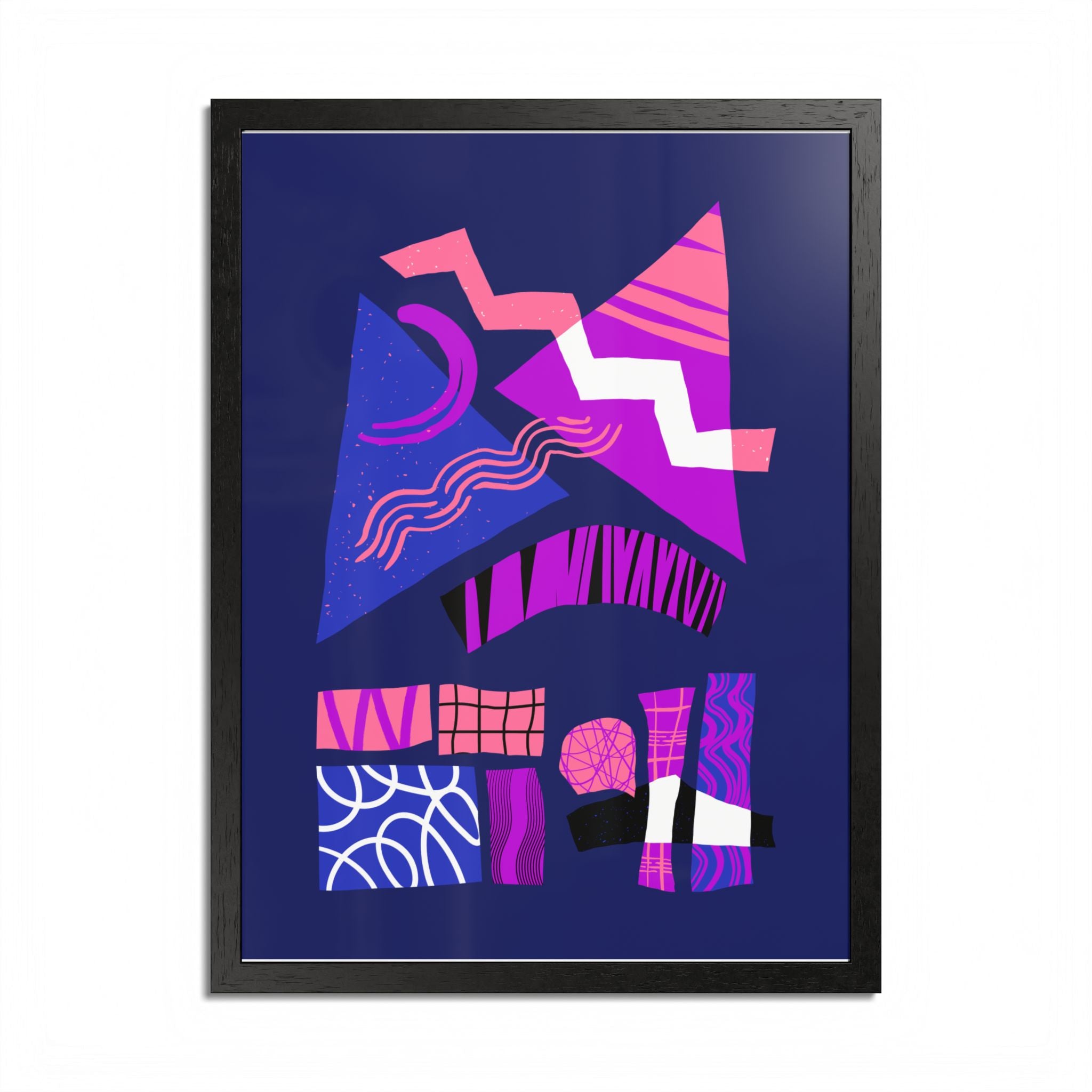 Abstract Geometric Framed Poster — Pink & Purple Modern Wall Art