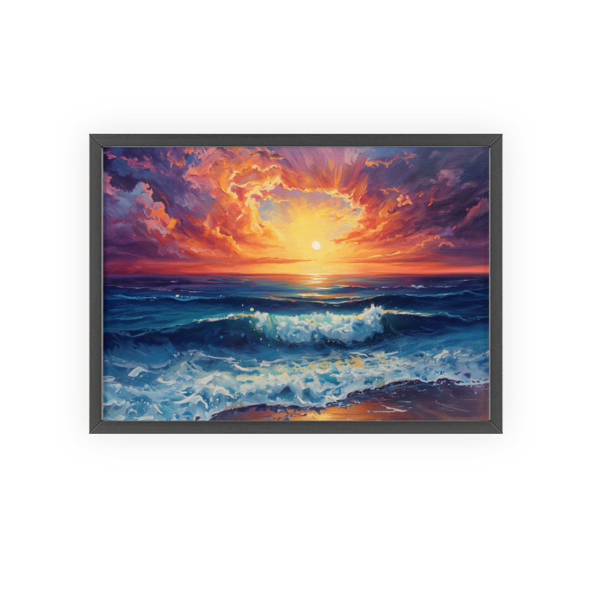 Sunset Ocean Vibrant Seascape Framed Poster