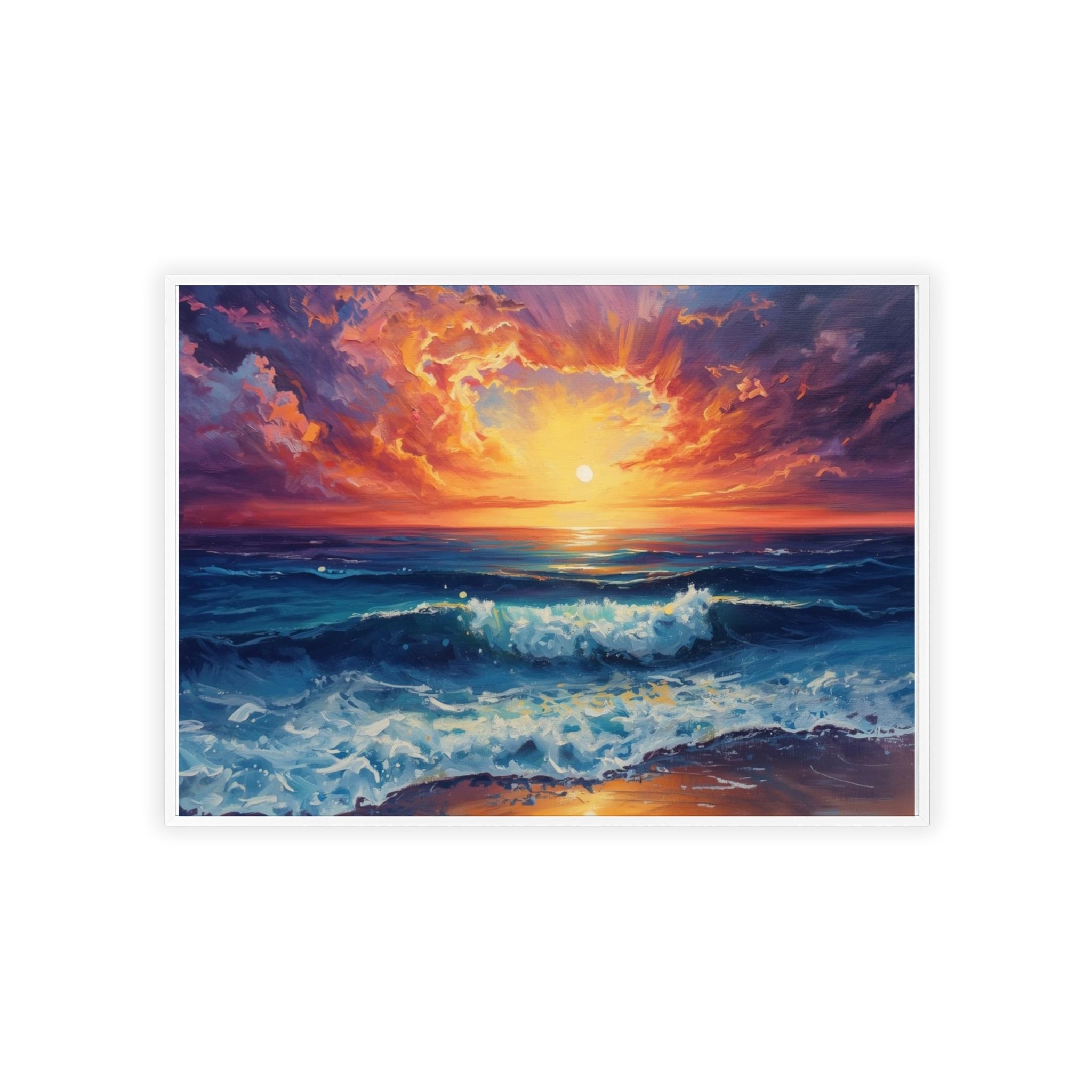 Sunset Ocean Vibrant Seascape Framed Poster