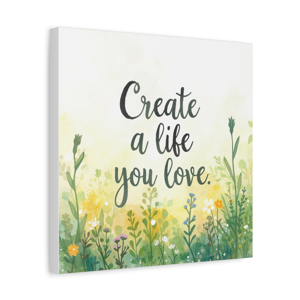 Create a Life You Love Inspirational Floral Matte Canvas Wall Art