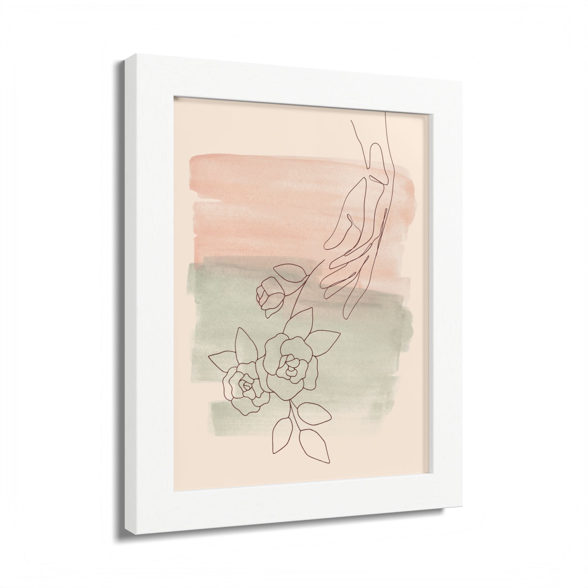 Hand Reaching for Flowers Framed Poster
