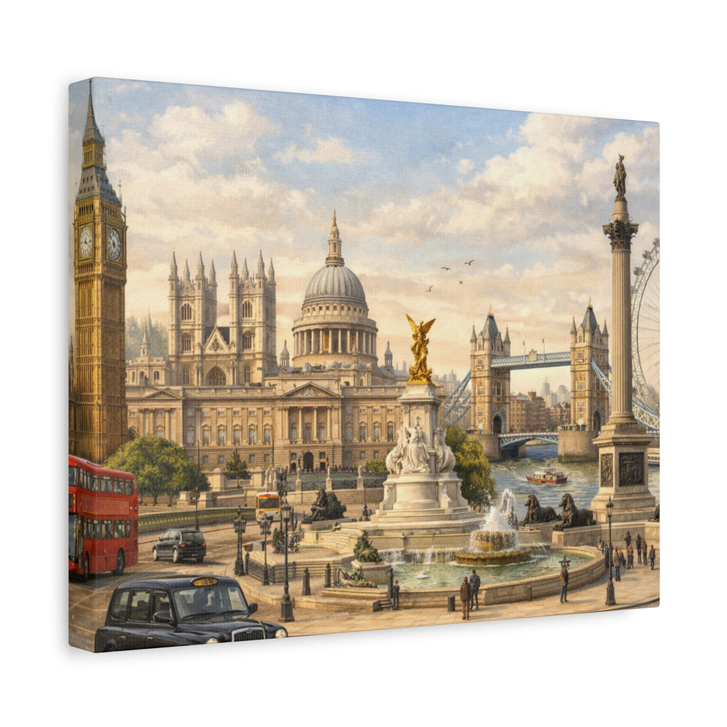 London Cityscape Matte Canvas Print Wall Art
