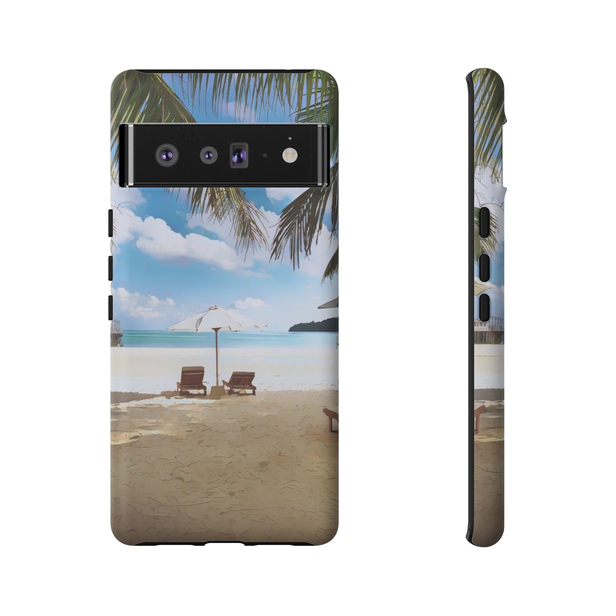 Beach Paradise Tropical Palm Beach Scene Tough Phone Case