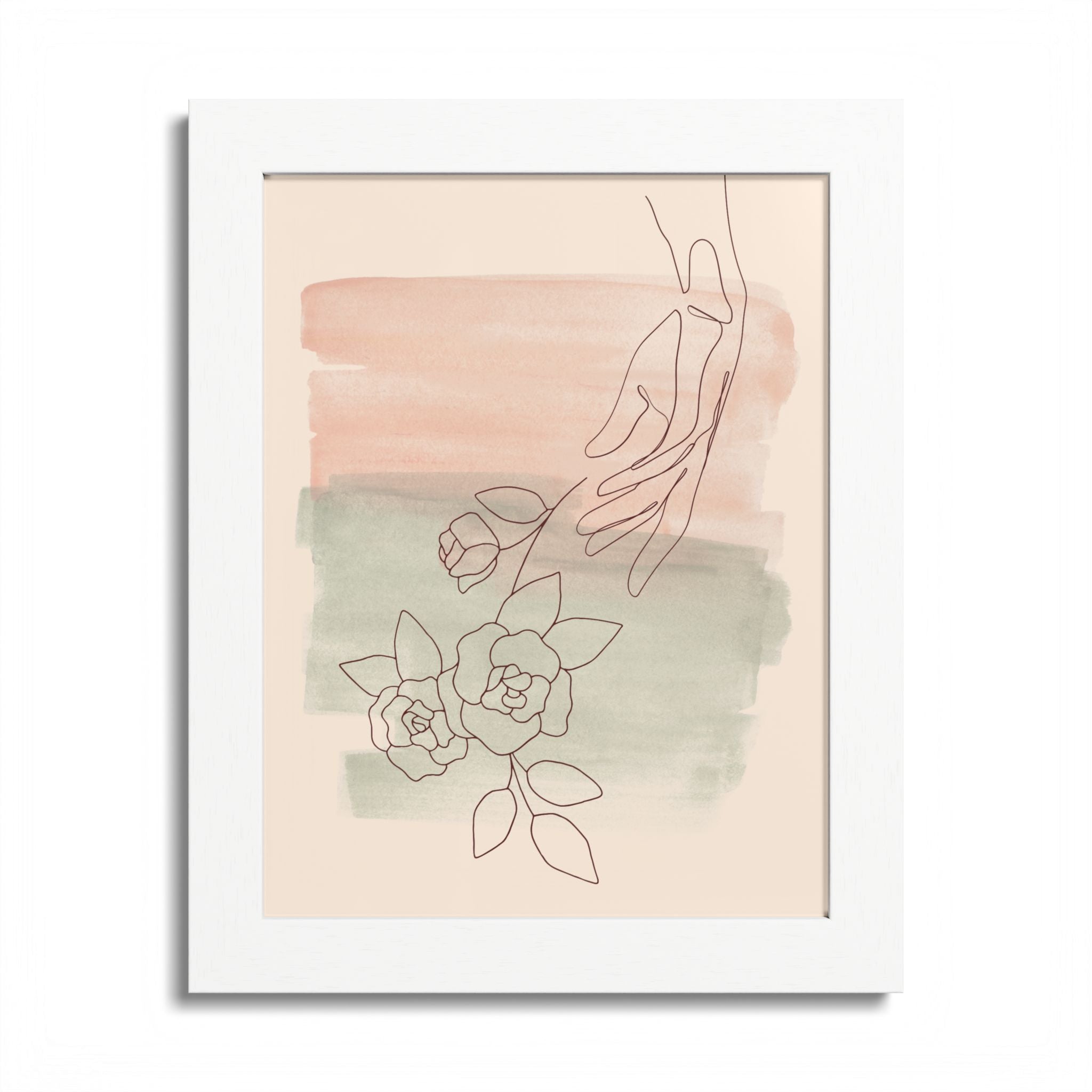 Hand Reaching for Flowers Framed Poster