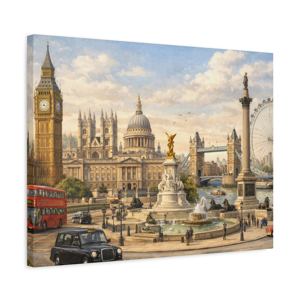 London Cityscape Matte Canvas Print Wall Art
