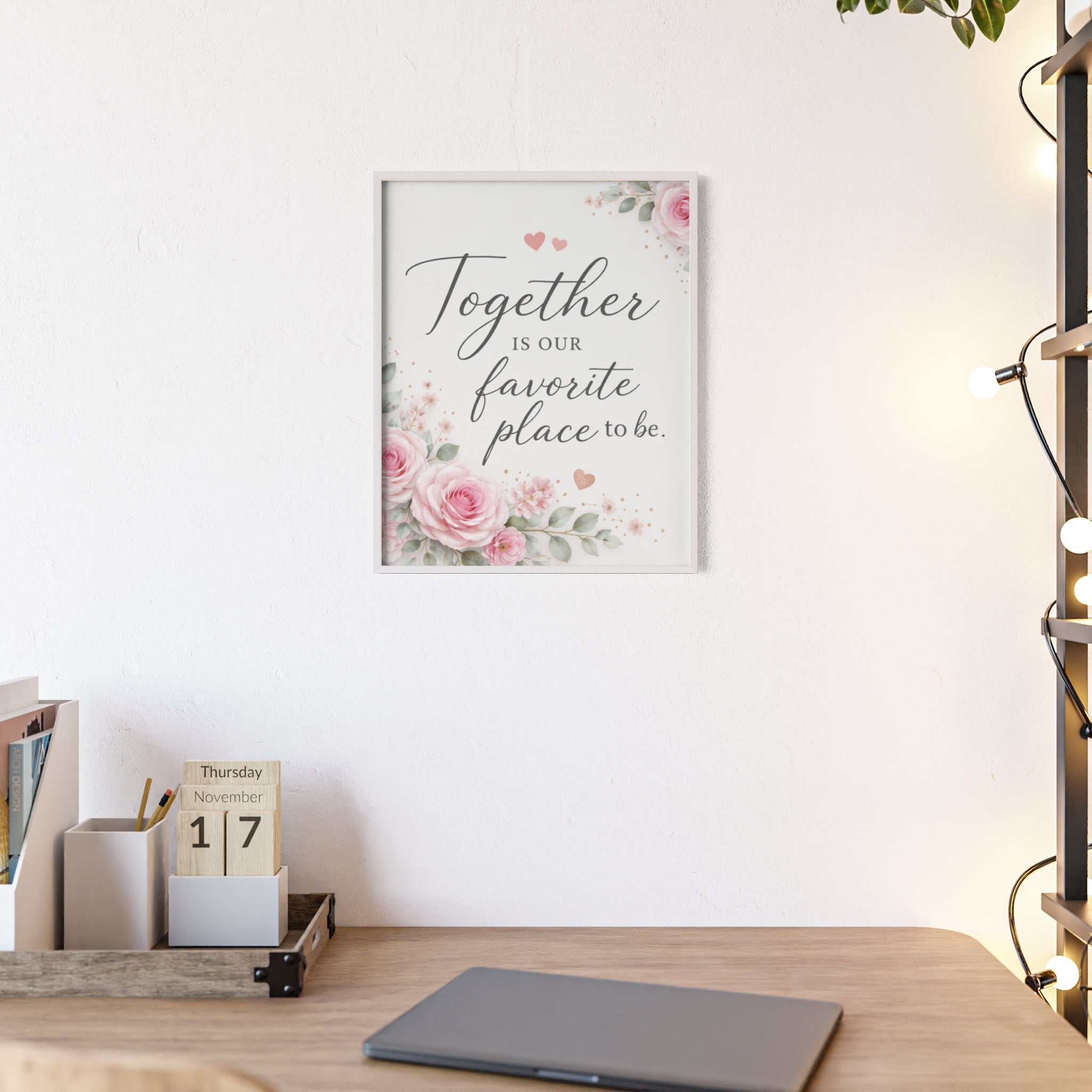 Together Is Our Favorite Place To Be Framed Floral Wall Art