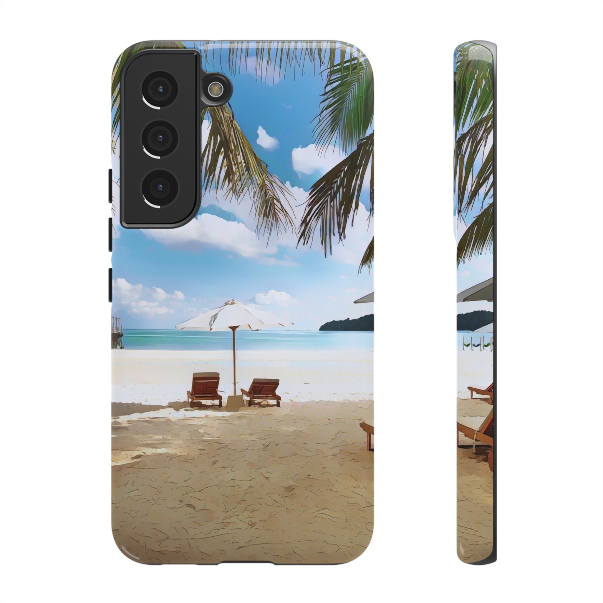 Beach Paradise Tropical Palm Beach Scene Tough Phone Case