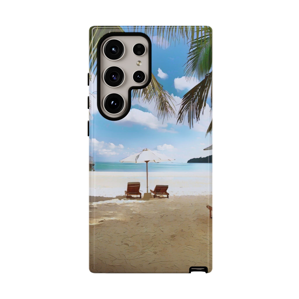 Beach Paradise Tropical Palm Beach Scene Tough Phone Case