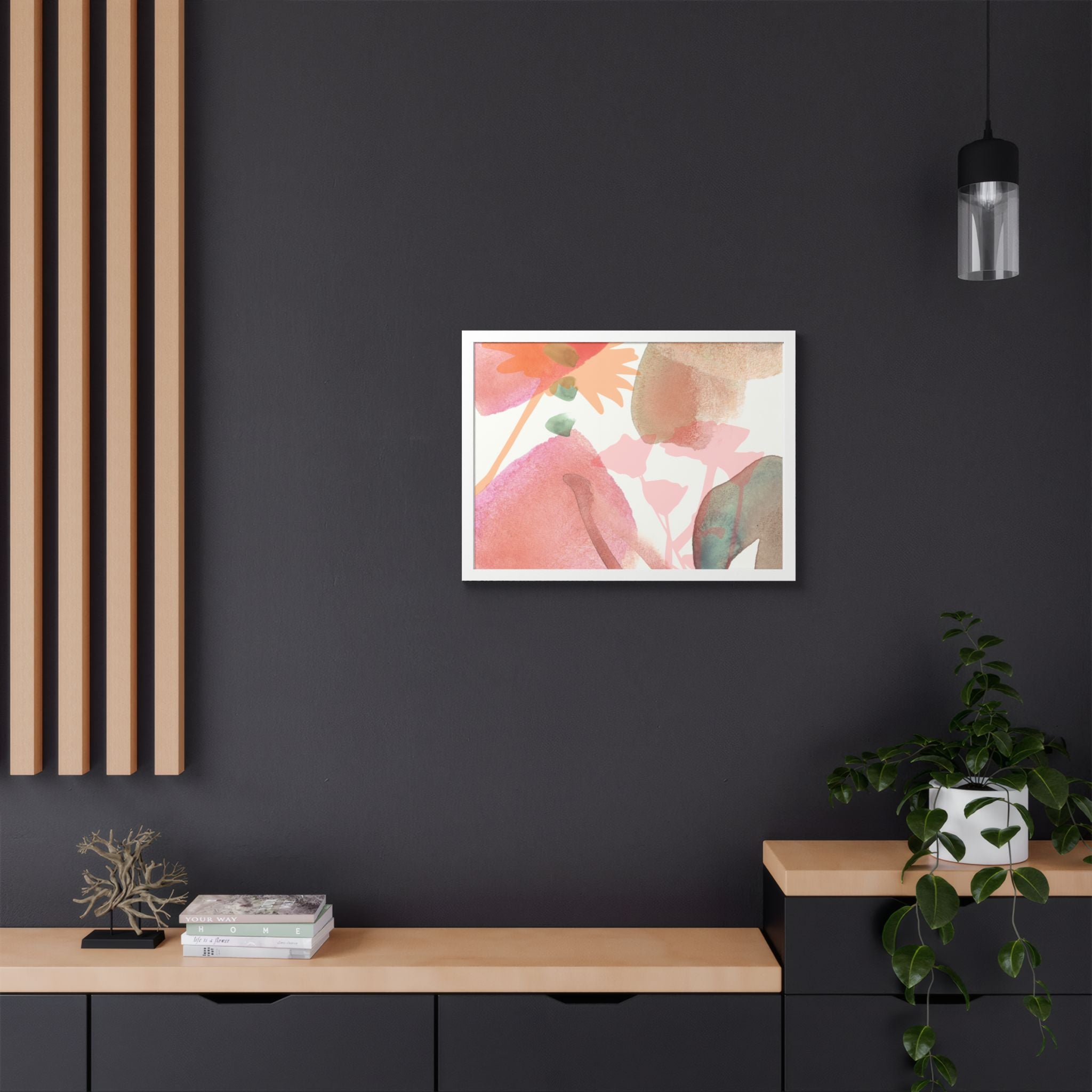 Multi-Color Abstract & Floral Design Framed Poster